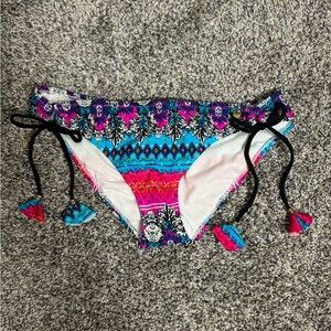 Raisins Sweet Pea Colorful Floral Bikini Bottoms with Tassels Large